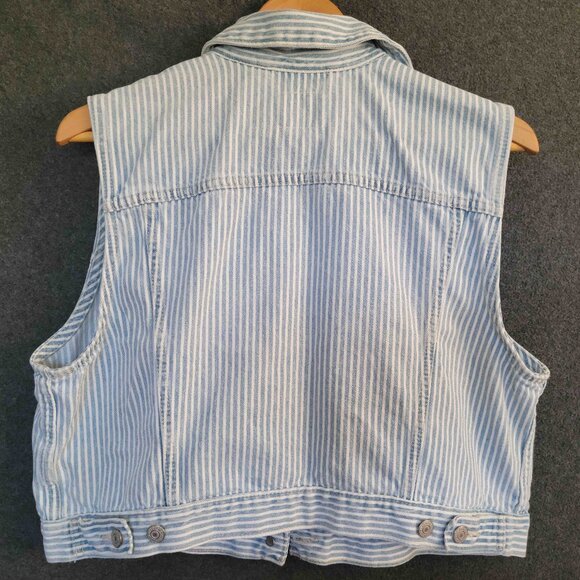 Levi’s Women’s Size XL Light Wash Denim Striped Vest - Picture 3 of 11